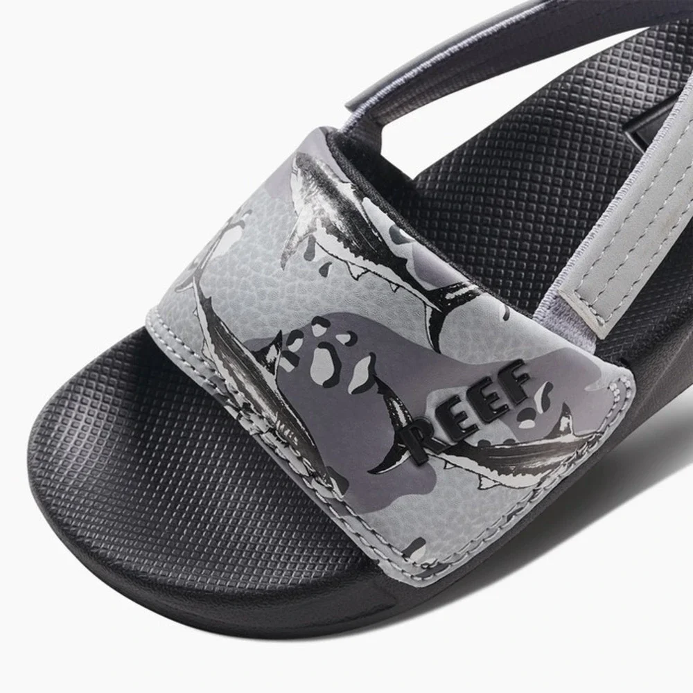 Reef Kids' One Slide Sandals -‎ Grey Camo Shark (Size 7) NWT